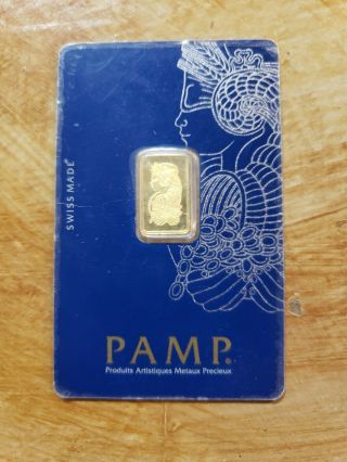Pamp Suisse Fortuna 2.  5 Gram Fine Gold Bar Bullion Veriscan Assay Card 999.  9