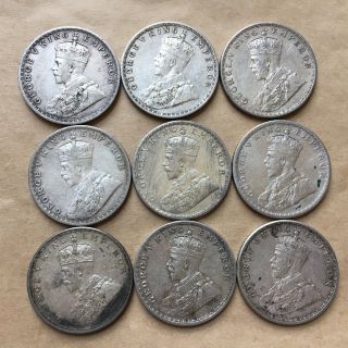 British India 1919 George V 1 Rupee East India Company Silver Coin