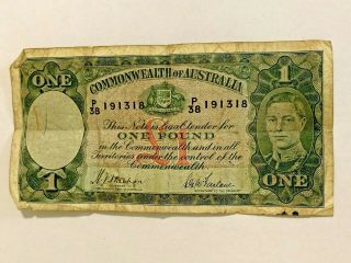 Short Snorter On Australia Commonwealth 1 One Pound Note - World War Ll / Ww Ll