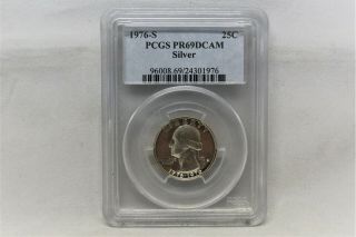 1976 - S Bicentennial Silver Quarter Pcgs Pr69 Dcam