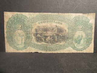 TROY,  NY FIRST NATIONAL BANK NOTE 1865 NATIONAL CURRENCY 2 DOLLARS 4