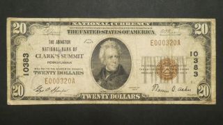 1929 $20 Dollars The First National Bank Of Clark 