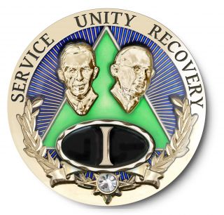 Bill & Bob Emerald Aa Anniversary Recovery Coin/medallion Yrs 1 - 50,  24 Hrs/18mos