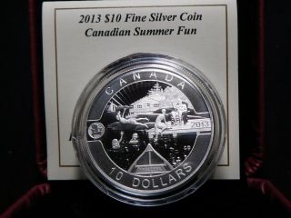 P75 Canada 2013 Silver $10 Canadian Summer Fun Specimen W/ Box &