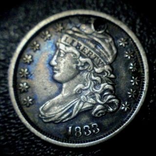 Rare 1833 Uncirculated Capped Bust Choice Silver Dime Coin " Lbl " Love Token