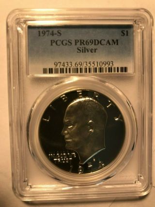 1974 - S Eisenhower Dollar Silver Pcgs Pr69dcam