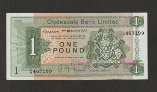 Scotland 1 Pound Banknote,  1.  10.  1968,  Uncirculated,  Cat 202
