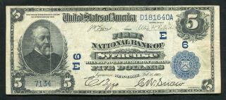 1902 $5 The First National Bank Of Syracuse,  Ny National Currency Ch.  6 Vf Rare