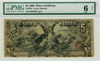 Fr 270 1896 $5 Large Size Silver Certificate Educational Note Pmg 6 Good
