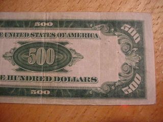1934 $500 FRN FEDERAL RESERVE NOTE $500.  00 FIVE HUNDRED DOLLAR FINE KANSAS CITY 6
