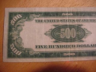 1934 $500 FRN FEDERAL RESERVE NOTE $500.  00 FIVE HUNDRED DOLLAR FINE KANSAS CITY 7