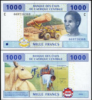 Central African States,  Chad 1000 Francs 2002,  Unc,  P - 607c