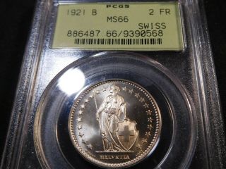 W35 Switzerland 1921 - B 2 Francs Pcgs Ms - 66 Ogh Upgrade Likely
