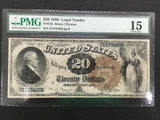 Usa 20 Dollars 1880 Legal Tender Note (large Brown) - - Pmg 15 Choice Fine