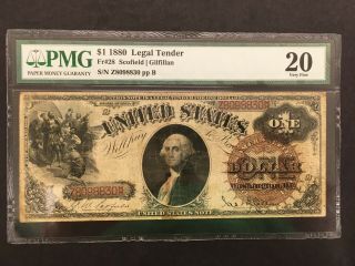 Usa 1 Dollar 1880 Legal Tender Note - - Pmg 20 Vf