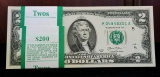 Tt Fr 1940 - E 2013 $2 Frn Richmond,  Va Pack Of 100 Gem Notes Sequential Wow