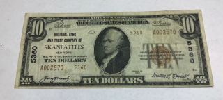 Skaneateles York,  $10,  National Bank & Trust 1929,  T - 2,  Vf