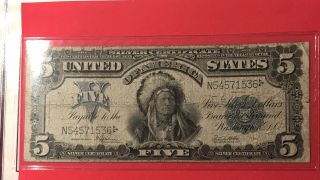 1899 $5 DOLLAR BILL LARGE SILVER CERTIFICATE CHIEF INDIAN NOTE 2