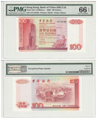 Hong Kong Pick 33if 2000 100dollars Pmg66 Epq Gem Unc