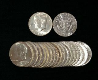 Full Dates Roll Of 20 $10 Face Value 90 Silver 1964 Kennedy Half Dollars Au