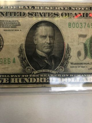 $500 Dollar Bill 1934 A 3