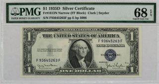 1935 D $1 Silver Certificate Ff Block Fr.  1613 N Narrow Pmg 68 Top Pop 1/0 (263f)
