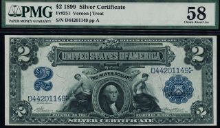 Fr.  251 1899 $2 Miniporthole Silver Certificate Pmg 58