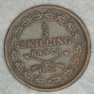 Sweden 1/3 Skilling 1851 Extra Fine Xf