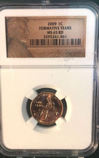 2009 P 1c Lincoln Formative Years One Cent Penny Ngc Ms65 Red