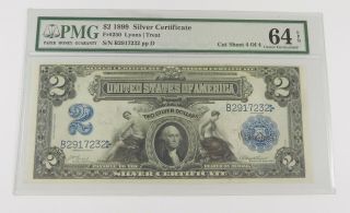 1899 $2 Silver Certificate - Pmg Ch Unc 64 Epq - Fr 250