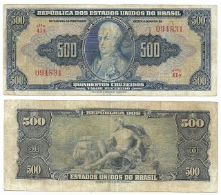 Brazil Note 500 Cruzeiros (1943) Serial 41 P 140 Avf