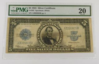 1923 $5 Silver Certificate - Pmg 20 Vf - Fr 282