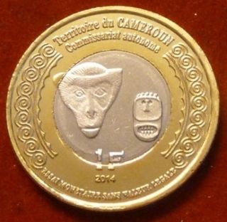 French Africa - Cameroon 1 Franc 2014 Unc Monkey Bi - Metallic Wwi Unusual Coinage