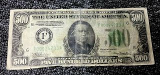 1934 $500 Five Hundred Dollar Bill Scarce Bank of ATLANTA Currency Note 2