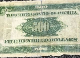 1934 $500 Five Hundred Dollar Bill Scarce Bank of ATLANTA Currency Note 3