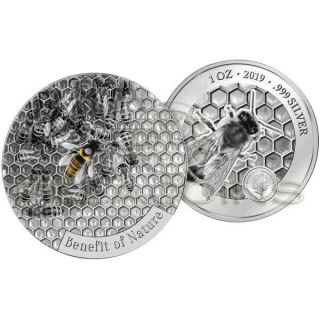 Cameroon 2019 1000 Francs Honey Bee - Benefit Of Nature 1oz Silver Coin