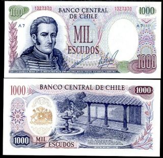 Chile 1000 1,  000 Escudos 1967 - 1976 P 146 Unc