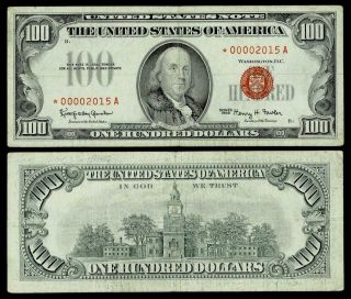 1966 $100 Legal Tender Red Seal 0000 2015 Star Note
