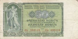 50 Korun Fine Banknote From Czechoslovakia 1953 Pick - 85