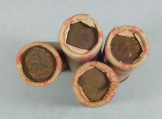 Bank Wrapped Unsearched Wheat Penny Roll With A Indian Head Cent On End