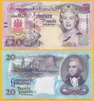 Gibraltar 20 Pounds P - 27a 1995 Unc Banknote