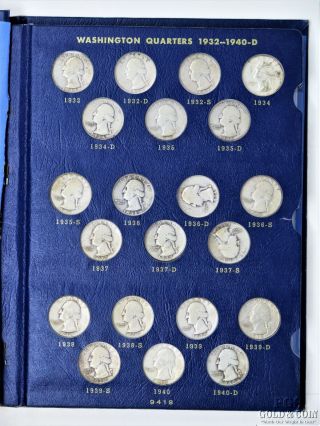 1932 - 1964 Washington Quarters.  25c Coin Album Book 82 Silver Us Coins 15409
