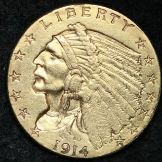 1914 Gold $2.  50 Dollar Quarter Eagle Choice Au,  /unc E376 Yntx