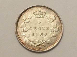 Canada 1880 H 5 Cents Obv3 F3 Silver Coin Vf30 - 35? Oilersfan99