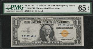1935 - A $1 Small Silver Certificate North Africa Emergency Note " Pmg 65 Epq "