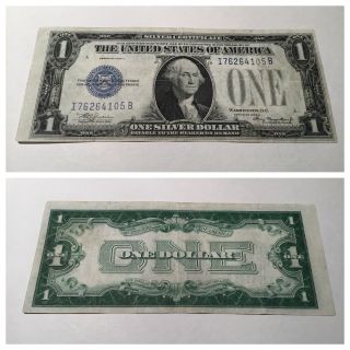 Vintage Rare 1928 - E $1 Silver Certificate One Dollar Bill Funnyback Blue Seal