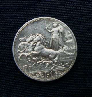 1915 Italy Kingdom Silver Coin 1 Lire Unc