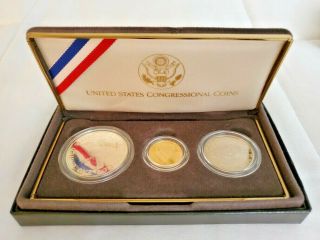 1989 United States Congressional Coin Proof Set With $5 Gold - 3 Coin Set