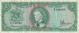 Trinidad & Tobago 5 Dollars Banknote Nd (1964 -) P.  27c Good Fine