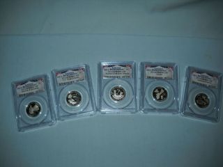 Set Of 5 2009 - S Lincoln Bicentennial Proofs 25 Cent Pcgs Pr69dcam